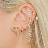 Green Zircon Dangle Earrings for Women Plated Ear Cuffs Stud Drop Earrings
