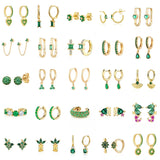 Green Zircon Dangle Earrings for Women Plated Ear Cuffs Stud Drop Earrings