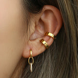 Silver Piercing Ear Cuff Stud Hoop Earrings Set Party Jewelry