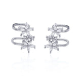 Zircon Filled Flower Earcuff Without Piercing Earclip Wedding Jewelry