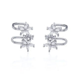 Zircon Filled Flower Earcuff Without Piercing Earclip Wedding Jewelry