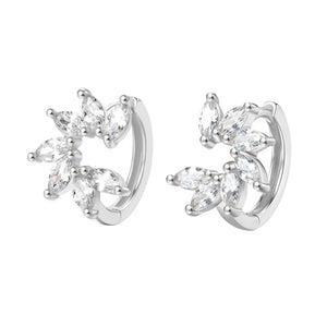 Sparkling Cubic Zircon Flowers Huggie Earrings Jewelry