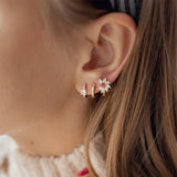 Sparkling Cubic Zircon Flowers Huggie Earrings Jewelry