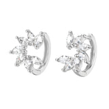 Sparkling Cubic Zircon Flowers Huggie Earrings Jewelry