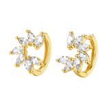 Sparkling Cubic Zircon Flowers Huggie Earrings Jewelry