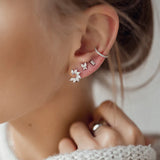 Sparkling Cubic Zircon Flowers Huggie Earrings Jewelry