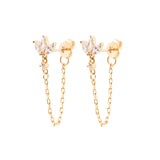 Zircon Stud Hoop Earrings with Tassel Chain Dangle