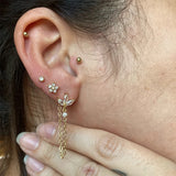 Zircon Stud Hoop Earrings with Tassel Chain Dangle