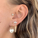 Zircon Stud Hoop Earrings with Tassel Chain Dangle