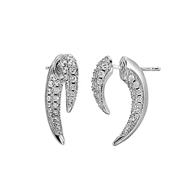 Zircon Stud Hoop Earrings with Tassel Chain Dangle