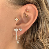 Zircon Stud Hoop Earrings with Tassel Chain Dangle