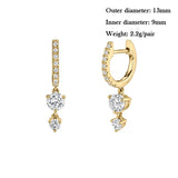 Chain Dangle Earrings Zircon Double Hoop Piercing Jewelry
