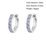 Zircon Double Hoop Earrings - Plated Chain Dangle