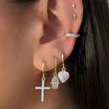 Heart Dangle Earrings for Women Piercing Huggie Earrings