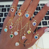 Colorful Zircon Heart of The Ocean Necklace Pendant Jewelry