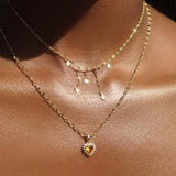 Colorful Zircon Heart of The Ocean Necklace Pendant Jewelry