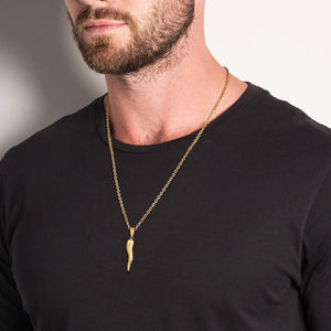 Italian Horn Necklace Stainless Steel Cornicello Charm Pendant Unisex Jewelry