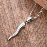 Italian Horn Necklace Stainless Steel Cornicello Charm Pendant Unisex Jewelry