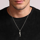 Italian Horn Necklace Stainless Steel Cornicello Charm Pendant Unisex Jewelry