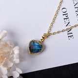 14K-Gold Plated Labradorite Heart Pendant Necklace for Women