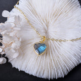 14K-Gold Plated Labradorite Heart Pendant Necklace for Women