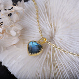 14K-Gold Plated Labradorite Heart Pendant Necklace for Women