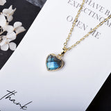 14K-Gold Plated Labradorite Heart Pendant Necklace for Women