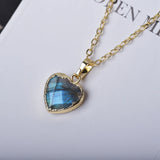 14K-Gold Plated Labradorite Heart Pendant Necklace for Women
