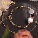 14k Pearl Garnet Friendship Bracelet Women's Hand Bracelets
