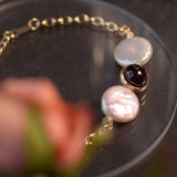 14k Pearl Garnet Friendship Bracelet Women's Hand Bracelets