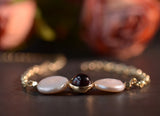 14k Pearl Garnet Friendship Bracelet Women's Hand Bracelets