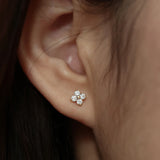 18K Gold-Plated Flower Stud Zircon Earrings for Women Wedding Party