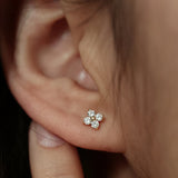 18K Gold-Plated Flower Stud Zircon Earrings for Women Wedding Party