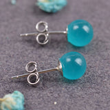 Gemstone Stud Earrings Solid s925 Sterling Silver for Women Gift