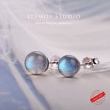 Gemstone Stud Earrings Solid s925 Sterling Silver for Women Gift