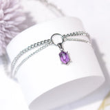 Amethyst Hexagonal Column Necklace Natural Crystal Pendant Multi-layer