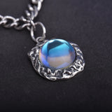 Crystal Shading Pendant Necklace 925 Sterling Silver Retro Jewelry