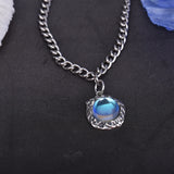 Crystal Shading Pendant Necklace 925 Sterling Silver Retro Jewelry