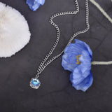 Crystal Shading Pendant Necklace 925 Sterling Silver Retro Jewelry