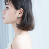 Round Crystal Stud Earring 100% s925 silver Wave Lace Earring