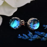 Round Crystal Stud Earring 100% s925 silver Wave Lace Earring