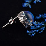 Round Crystal Stud Earring 100% s925 silver Wave Lace Earring