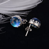 Round Crystal Stud Earring 100% s925 silver Wave Lace Earring