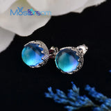 Round Crystal Stud Earring 100% s925 silver Wave Lace Earring