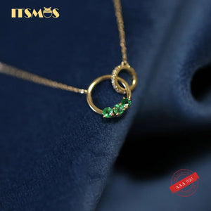 Emerald 14K Plated Buckle Circle Necklace Chain s925 Silver French Necklace
