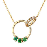 Emerald 14K Plated Buckle Circle Necklace Chain s925 Silver French Necklace
