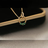 Emerald 14K Plated Buckle Circle Necklace Chain s925 Silver French Necklace