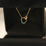 Emerald 14K Plated Buckle Circle Necklace Chain s925 Silver French Necklace