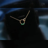 Emerald 14K Plated Buckle Circle Necklace Chain s925 Silver French Necklace