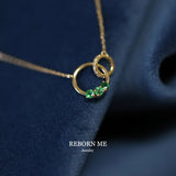 Emerald 14K Plated Buckle Circle Necklace Chain s925 Silver French Necklace